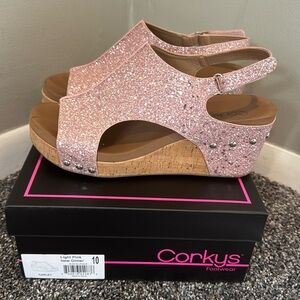 Gorgeous Pink Glitter Wedges! The most comfortable heels ever!